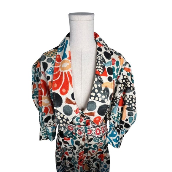 NWOT FARM Rio Button Down Dress Balloon Sleeve Adjustable Belt (XS) - Picture 4 of 14